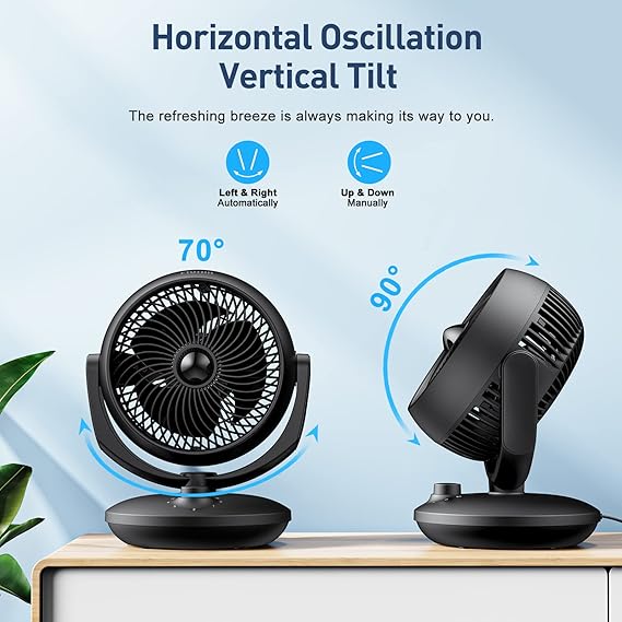 Ventilateur Silencieux Ultra Puissant,22dB Portable & Table,Circulation d'air Turbo 3D