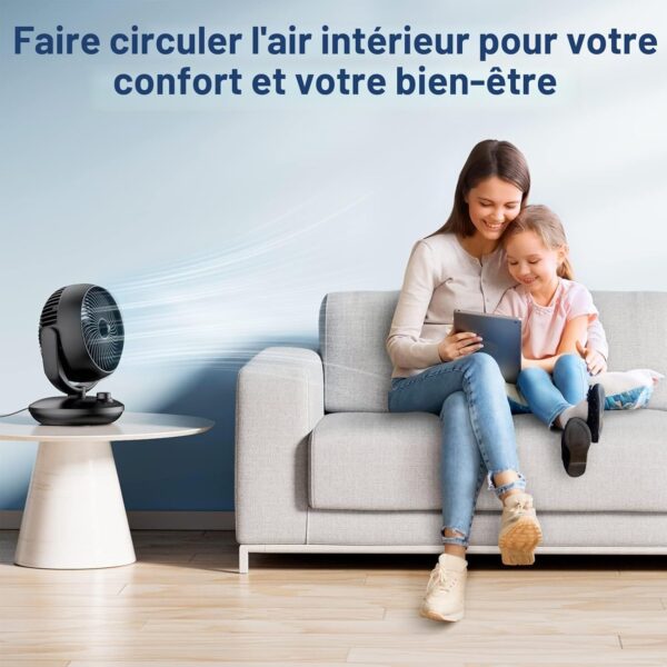 Ventilateur Silencieux Ultra Puissant,22dB Portable & Table,Circulation d'air Turbo 3D