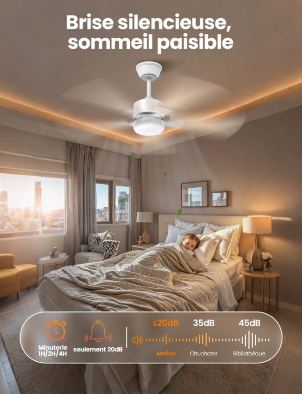 A: Silencieux Ventilateur Plafond avec Lumiere et Telecommande,
