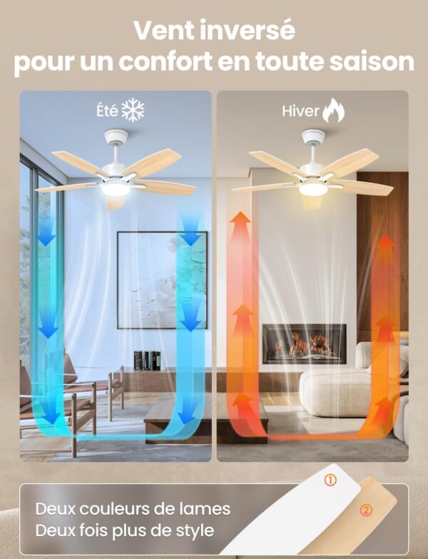 A: Silencieux Ventilateur Plafond avec Lumiere et Telecommande,