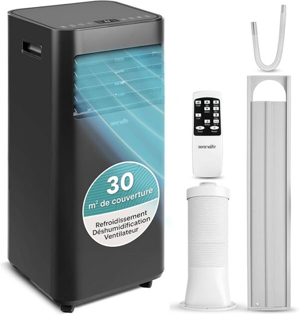 Climatiseur Mobile 9000 BTU 2,0 kW – Climatiseur Portable avec Évacuation