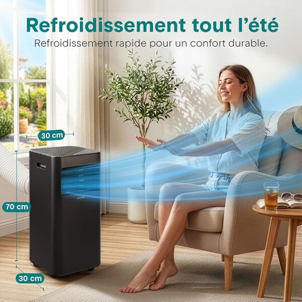 Climatiseur Mobile 9000 BTU 2,0 kW – Climatiseur Portable avec Évacuation