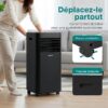 Climatiseur Mobile 9000 BTU 2,0 kW – Climatiseur Portable avec Évacuation