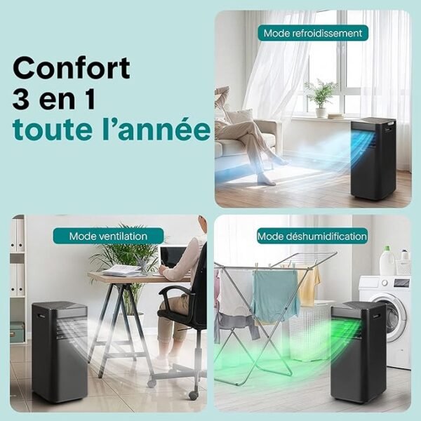 Climatiseur Mobile 9000 BTU 2,0 kW – Climatiseur Portable avec Évacuation
