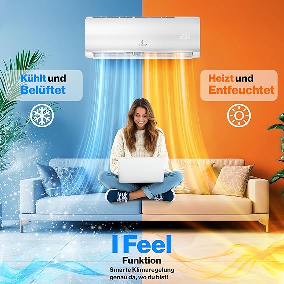 KESSER® Climatiseur SET Split WiFi/application – Refroidissement A++/chauffage A+