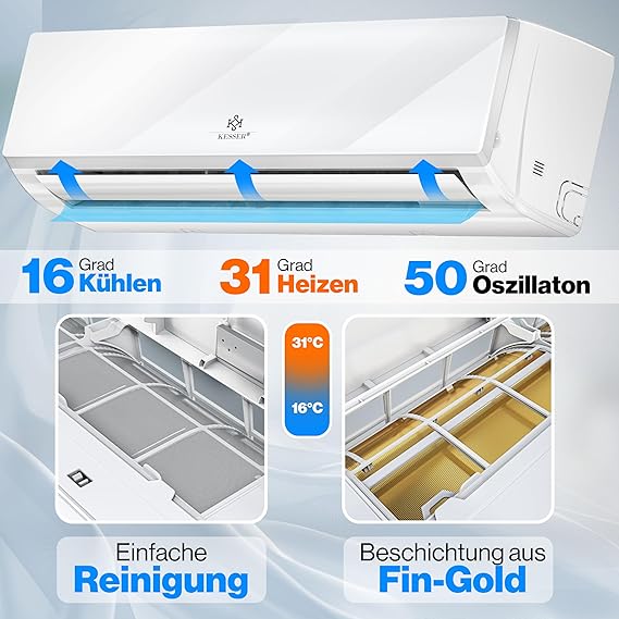 KESSER® Climatiseur SET Split WiFi/application – Refroidissement A++/chauffage A+