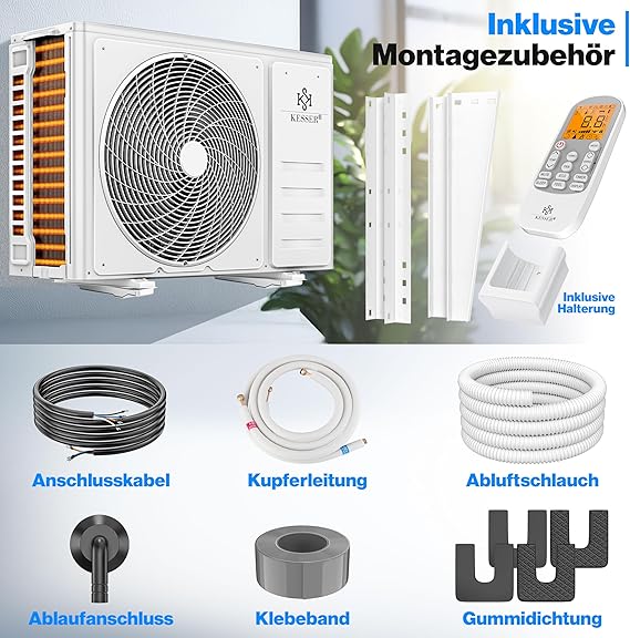 KESSER® Climatiseur SET Split WiFi/application – Refroidissement A++/chauffage A+