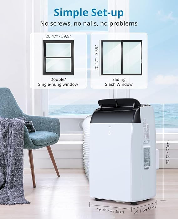 Climatisation portable 3 en 1 10000 BTU – Refroidissement, Ventilation, déshumidification – Silencieux