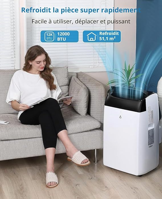 Climatisation portable 3 en 1 10000 BTU – Refroidissement, Ventilation, déshumidification – Silencieux