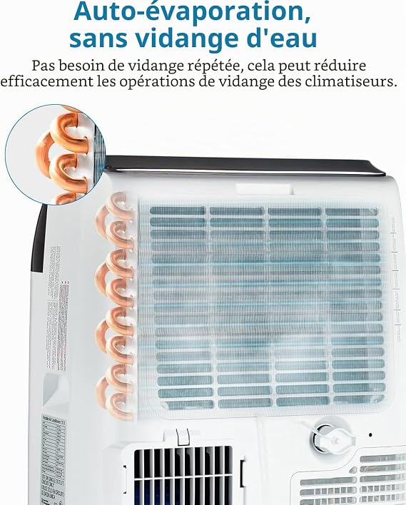 Climatisation portable 3 en 1 10000 BTU – Refroidissement, Ventilation, déshumidification – Silencieux