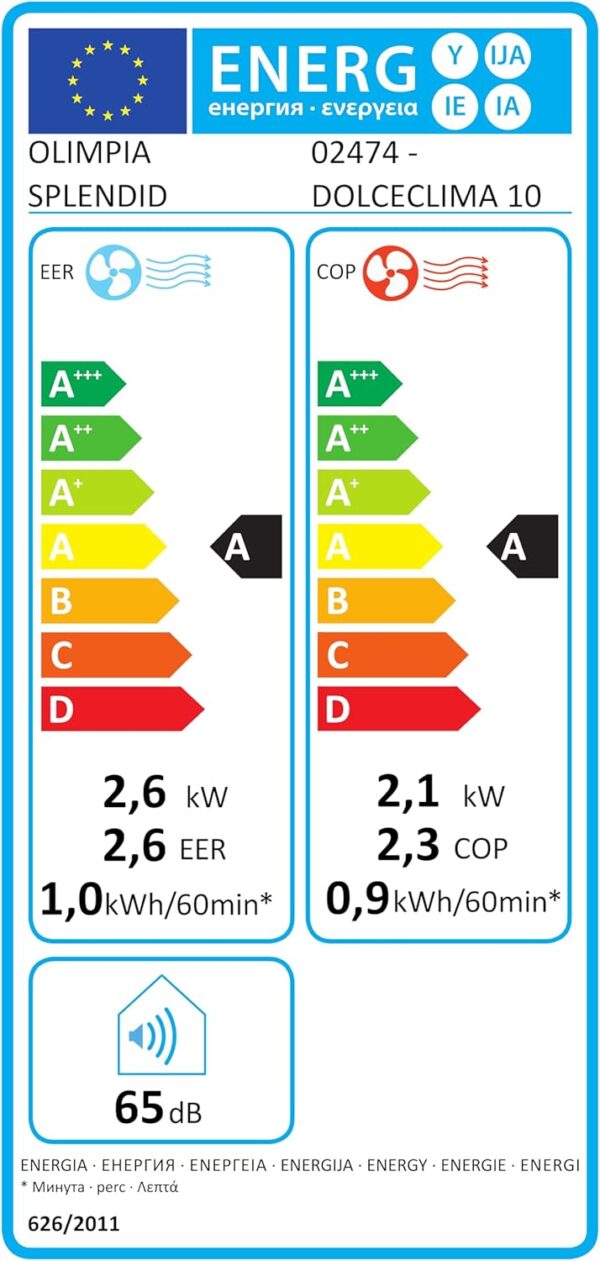 Climatiseur portable - 10 000 BTU/h, capacité nominale 2,6 Kw, avec télécommande et WiFi intégré