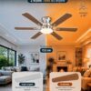 Airwit 132 cm Ventilateur de Plafond avec Lumière, Pales Double Face Bois & Argent, Silencieux pour Chambre et Salon,
