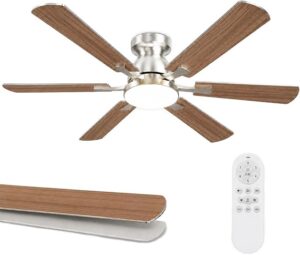 Airwit 132 cm Ventilateur de Plafond avec Lumière, Pales Double Face Bois & Argent, Silencieux pour Chambre et Salon,