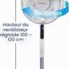 Ventilateur sur pied avec oscillation, Blanc