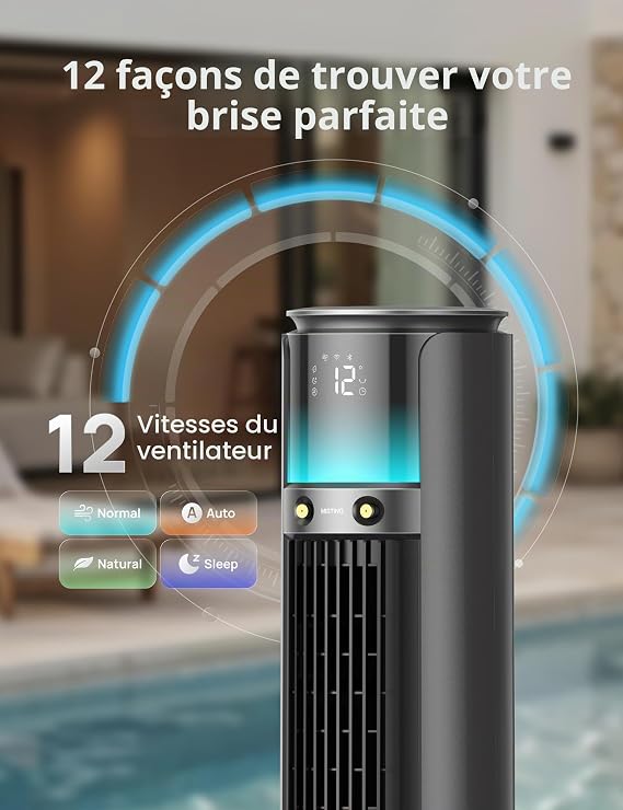 DREO TurboCool 711AS Ventilateur Brumisateur d’Extérieur, 10 m/s, 12 vitesses