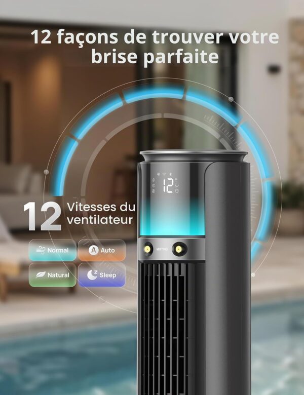 DREO TurboCool 711AS Ventilateur Brumisateur d’Extérieur, 10 m/s, 12 vitesses