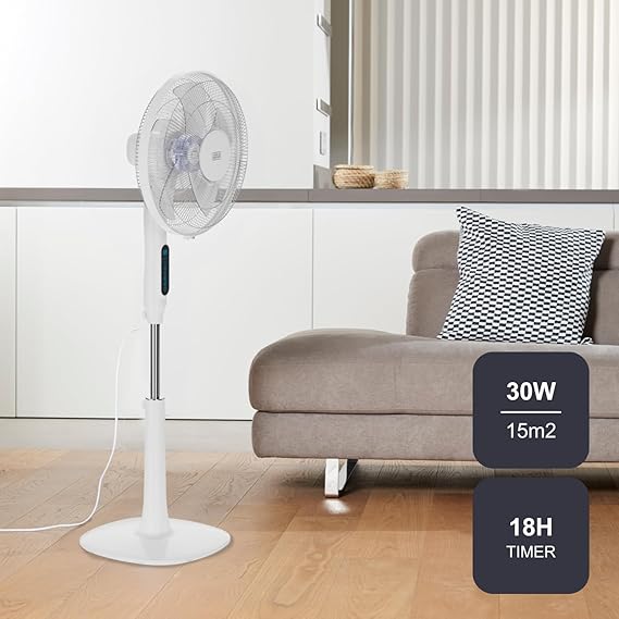 Ventilateur sur Pied 30W | 24 Vitesses | Modes Normal, Naturel et Nuit | Minuterie 15h |