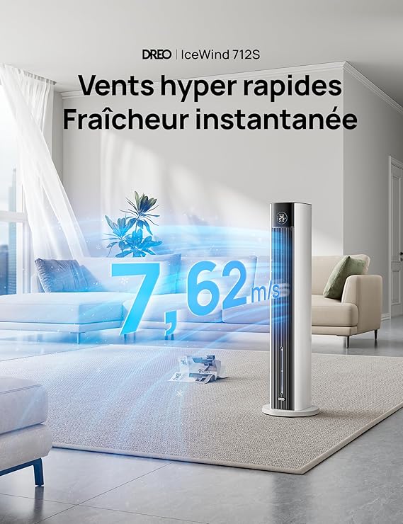 DREO Ventilateur Tour avec refroidissement par eau , blanc