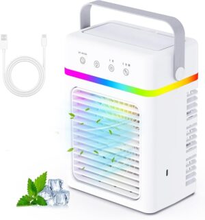 8 A nouveau :Mini Climatiseur Mobile avec Réservoir d’Eau 900ML - Refroidisseur d’Air 3 Puissances d’Air, Climatiseur Portable 2