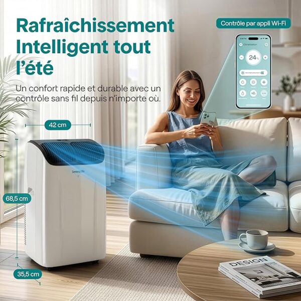 A nouveau disponible :SereneLife Climatiseur Portable 12 000 BTU – Clim Mobile 4 en 1 Silencieuse avec WiFi