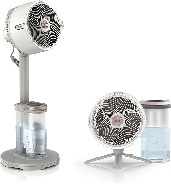 A nouveau :Shark FlexBreeze Pro Mist Ventilateur intérieur/extérieur sans fil, brumisateur portable, portée 20 m, sur pied ou de table, 5 vitesses, silencieux, télécommande, dove, FA300WHEU