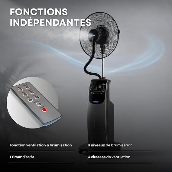 Ventilateur Brumisateur Intérieur sur Pied 135 cm - Rafraîchissement Puissant