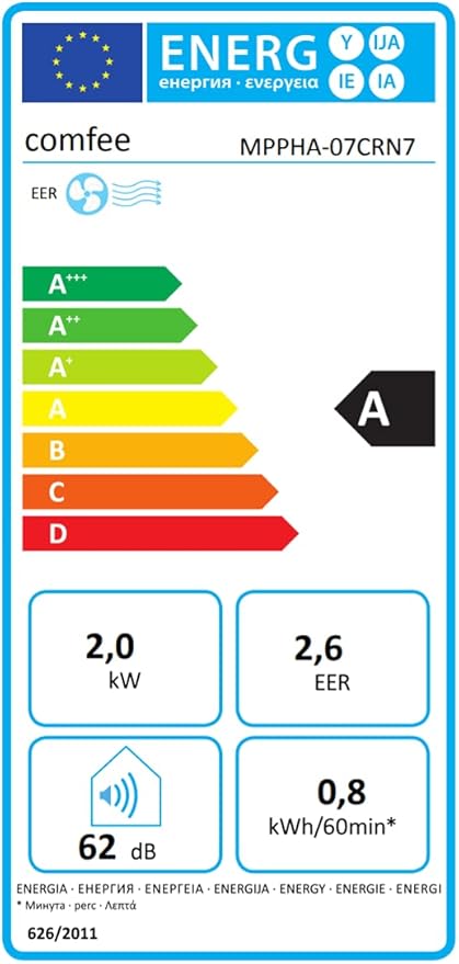 Climatiseur Mobile 7000 BTU/H 2kW, Climatisation 3-EN-1, Fonction Follow me, Minuterie, Télécommande