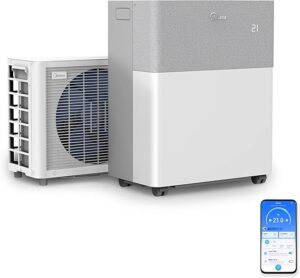o A A: Midea Portasplit - Pompe à chaleur mobile - Refroidissement A++/chauffage A+, 12 000 BTU 3,5 kW -