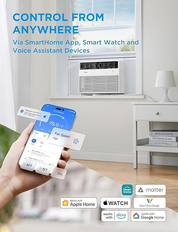 A nouveau disponible : Midea 12,000 BTU Smart Inverter Window Air Conditioner with APP, Alexa Control
