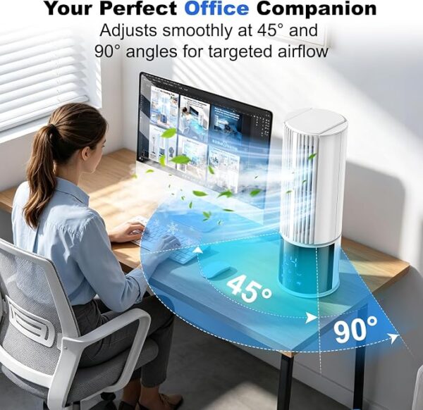 Climatiseur portable 6 en 1, ventilateur 3 vitesses, mode tempête, vent du sommeil,
