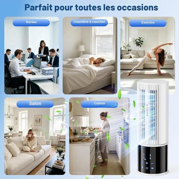 Climatiseur portable 6 en 1, ventilateur 3 vitesses, mode tempête, vent du sommeil,