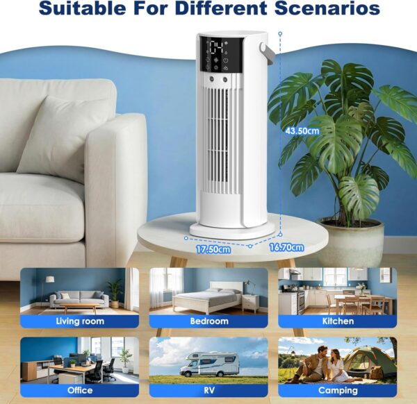 Climatiseur Mobile avec reservoir 4 en 1 rafraichisseur d'air silencieux avec 4 Vitesses, Mode Tempête, 2 Modes de pulvérisation, Minuterie et Oscillation à 90° pour Chambre et Bureau